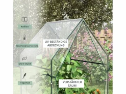 Invernadero de jardín con doble puerta, estructura de acero, , 90 x 90 x 145 cm