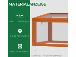 New Invernadero de jardín con cubierta, de madera maciza y policarbonato, color , resistente a la intemperie (90x46x40cm) Naranja