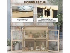 Invernadero de jardín de madera con puerta doble y claraboya, 2 plantas, natural (103x61x103 cm)