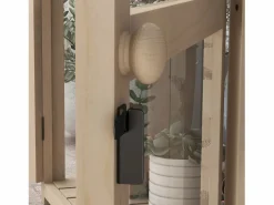 Invernadero de jardín de madera con puerta doble y claraboya, 2 plantas, natural (103x61x103 cm)