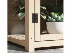 Invernadero de jardín de madera con puerta doble y claraboya, 2 plantas, natural (103x61x103 cm)