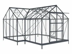 EXPERTLAND Invernadero de jardín estilo orangerie de vidrio templado 15,5 m² antracita NARCISSE Gris antracita