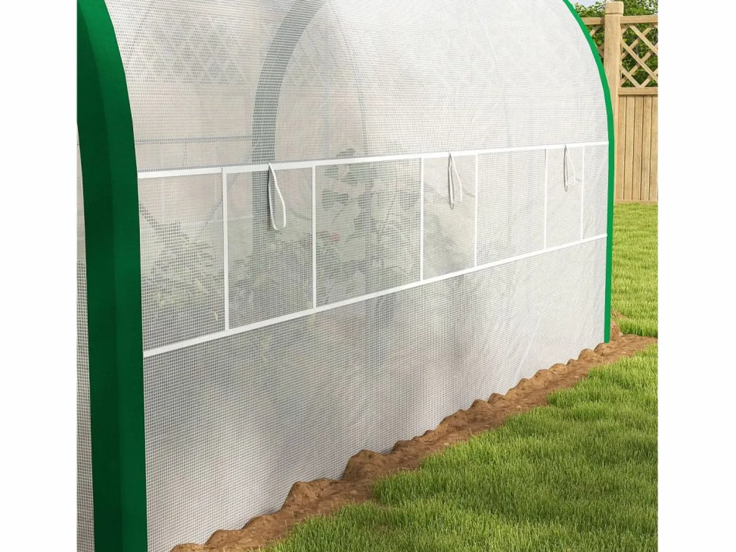 New Invernadero de túnel con puerta enrollable, protección UV, acero galvanizado, (358x210x210 cm) Blanco