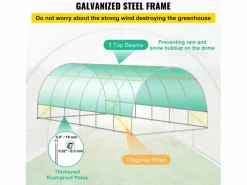 Invernadero de Túnel de Entrada Fácil de Instalar de Ophorn, Estructura Galvanizada, Cubierta Impermeable de 20 x 10 x 7 Pies