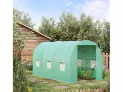 Online Invernadero de túnel para tomates, film transparente, 6 ventanas con mosquitera, estructura de acero (395x195x190cm) Invernadero De Jardín