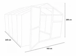 Outlet Soana Invernadero para jardín de aluminio y policarbonato con puerta y ventana 183x245x205cm Laelia Transparente