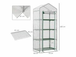 Hot Invernadero para plantas, con 4 estantes, PVC, (70x50x160 cm) Invernadero De Jardín