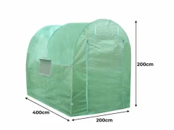 Hot Monstershop Invernadero Politúnel con Puertas Ventanas Galvanizadas Cubierta de PE Jardinería Marco Metálico Carpa de Jardín Vegetal Planta de Flores 19mm de diámetro | 4 x 2m Verde