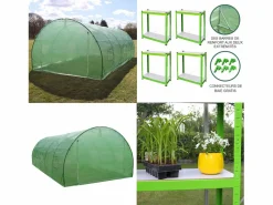 Monstershop Invernadero Politúnel con Estantería Galvanizada Puertas de Cultivo Cubierta de PE Jardinería Carpa de Jardín Planta de flores de 25mm de Diámetro | 6 x 3m
