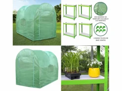 Invernadero Politúnel con Estantería Galvanizada Puertas de Cultivo Cubierta de PE Jardinería Carpa de Jardín Planta de Flores 19mm de Diámetro | 2 x 2.5m Invernadero De Jardín