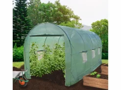Clearance Monstershop Invernadero Politúnel con Puertas Ventanas Galvanizadas Cubierta de PE Jardinería Marco Metálico Carpa de Jardín Vegetal Planta de Flores 25mm de diámetro | 6 x3m Verde