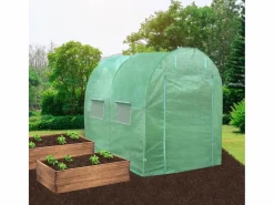 Monstershop Invernadero Politúnel con Puertas Ventanas Galvanizadas Cubierta de PE Jardinería Marco Metálico Carpa de Jardín Vegetal Planta de Flores 25mm de diámetro | 3 x 2m