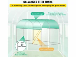 Outlet Invernadero Tipo Túnel SucceBuy 304,8 x 213,36 x 213,36 cm, Estructura Galvanizada, Cubierta Impermeable Verde