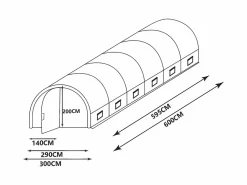 Clearance EXPERTLAND Invernadero túnel con estructura de acero galvanizado y puerta 18 m² Ancho 600 x 300 x Alt. 200 cm ALOCASIA Blanco