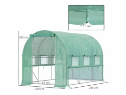 Online Invernadero túnel 2,95x2x2m, con 6 ventanas, protección UV, acero, (295x200x200 cm) Invernadero De Jardín