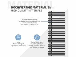 Online LuxeBath Iron EM Design Radiador de calefacción para baño, secador de toallas, antracita, 600 x 1600 mm Gris