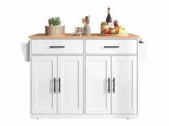 Merax Isla central - 120 x 46 (70) x 91 cm - Tablero plegable + Ruedas y patas intercambiables - MDF -
