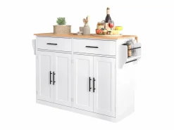 Merax Isla central - 120 x 46 (70) x 91 cm - Tablero plegable + Ruedas y patas intercambiables - MDF -