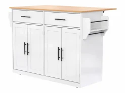 Merax Isla central - 120 x 46 (70) x 91 cm - Tablero plegable + Ruedas y patas intercambiables - MDF -