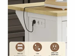 Best Isla central con panel abatible extensible - 150 x 65 x 75 cm - con 5 cajones + 1 puerta - MDF - Isla Cocina