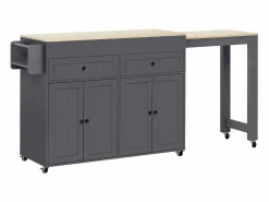 Online Isla central con ruedas - Isla de cocina extensible con encimera + 2 cajones - MDF - Isla Cocina