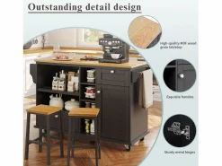 Isla central de cocina - 2 cajones y 8 compartimentos - MDF - Isla Cocina