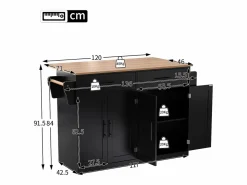 ModernLuxe Isla central de cocina - 2 cajones y 4 compartimentos - patas con ruedas o de madera -