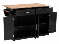 ModernLuxe Isla central de cocina - 2 cajones y 4 compartimentos - patas con ruedas o de madera -