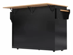ModernLuxe Isla central de cocina - 2 cajones y 4 compartimentos - patas con ruedas o de madera -