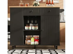 New Isla central de cocina - carrito con ruedas y plancha extensible - 2 cajones y 1 puerta - Isla Cocina