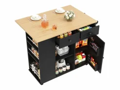 New Isla central de cocina - carrito con ruedas y plancha extensible - 2 cajones y 1 puerta - Isla Cocina