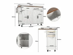 ModernLuxe Isla central de cocina - con tablero retráctil - 4 puertas y 2 cajones -