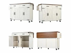 ModernLuxe Isla central de cocina - con tablero retráctil - 4 puertas y 2 cajones -