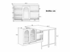 ModernLuxe Isla central de cocina - con tabla pivotante deslizable - con puertas de vidrio y espacio de almacenamiento - MDF -
