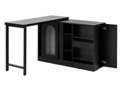 ModernLuxe Isla central de cocina - con tabla pivotante deslizable - con puertas de vidrio y espacio de almacenamiento - MDF -