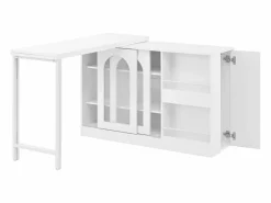 Online Isla central de cocina - con tabla pivotante deslizante - con puertas de vidrio y espacio de almacenamiento - MDF - Isla Cocina