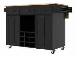 Online Isla central de cocina - carrito con ruedas y plancha extensible - 3 cajones y 2 puertas - Isla Cocina
