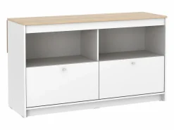 New Isla central de cocina con 2 puertas y 2 huecos - Blanco y roble - TEKYNA Isla Cocina