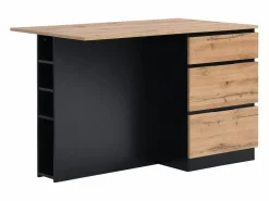 Best Vente-unique Isla central de cocina con 6 cajones y 4 compartimentos de MDF - Natural y Negro - POMARELA Negro / Color natural claro