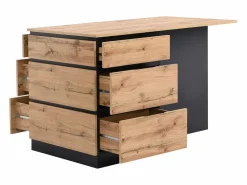 Best Vente-unique Isla central de cocina con 6 cajones y 4 compartimentos de MDF - Natural y Negro - POMARELA Negro / Color natural claro
