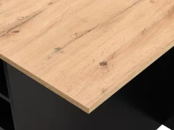 Best Vente-unique Isla central de cocina con 6 cajones y 4 compartimentos de MDF - Natural y Negro - POMARELA Negro / Color natural claro