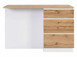 Isla central de cocina con 6 cajones y 4 estantes de MDF - Natural y Blanco - POMARELA Isla Cocina