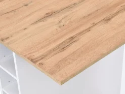 Isla central de cocina con 6 cajones y 4 estantes de MDF - Natural y Blanco - POMARELA Isla Cocina