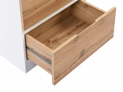 Isla central de cocina con 6 cajones y 4 estantes de MDF - Natural y Blanco - POMARELA Isla Cocina
