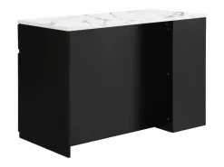 New Vente-unique Isla central de cocina con almacenamiento - Efecto mármol blanco y negro - MEILI Negro / Blanco