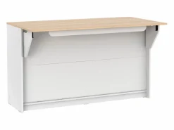 Hot Vente-unique Isla central de cocina con 2 puertas - Blanco y roble - BENITA Color natural claro / Blanco