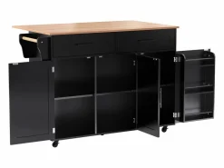 Clearance Isla central de cocina móvil - Tablero extensible - 2 cajones + puertas de armario para almacenamiento - Isla Cocina