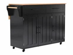 Clearance Isla central de cocina móvil - Tablero extensible - 2 cajones + puertas de armario para almacenamiento - Isla Cocina