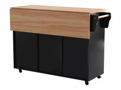 Discount Isla central móvil con mesa plegable, 3 puertas y 2 cajones de almacenamiento - Isla Cocina