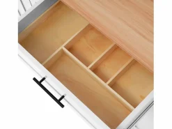 Hot OKWISH Isla central móvil con mesa plegable, 3 puertas y 2 cajones de almacenamiento - Blanco